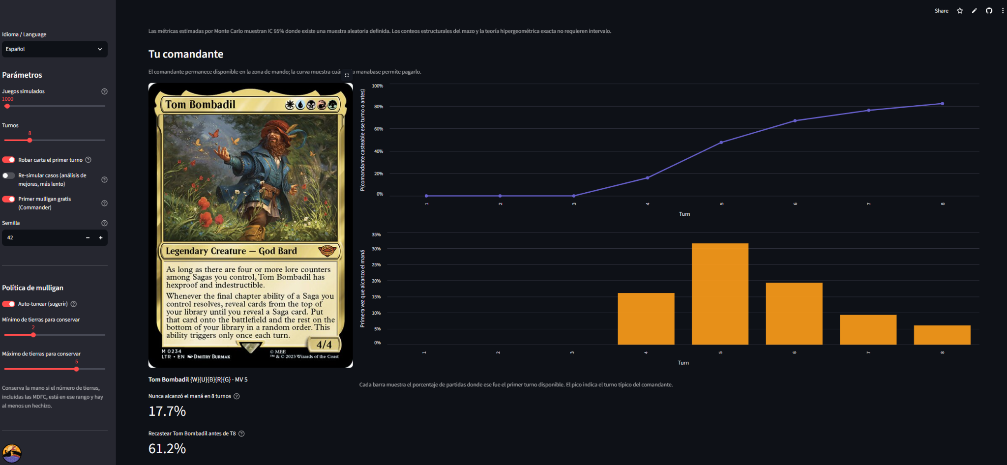 ManaSim statistical analysis platform for Magic: The Gathering decks